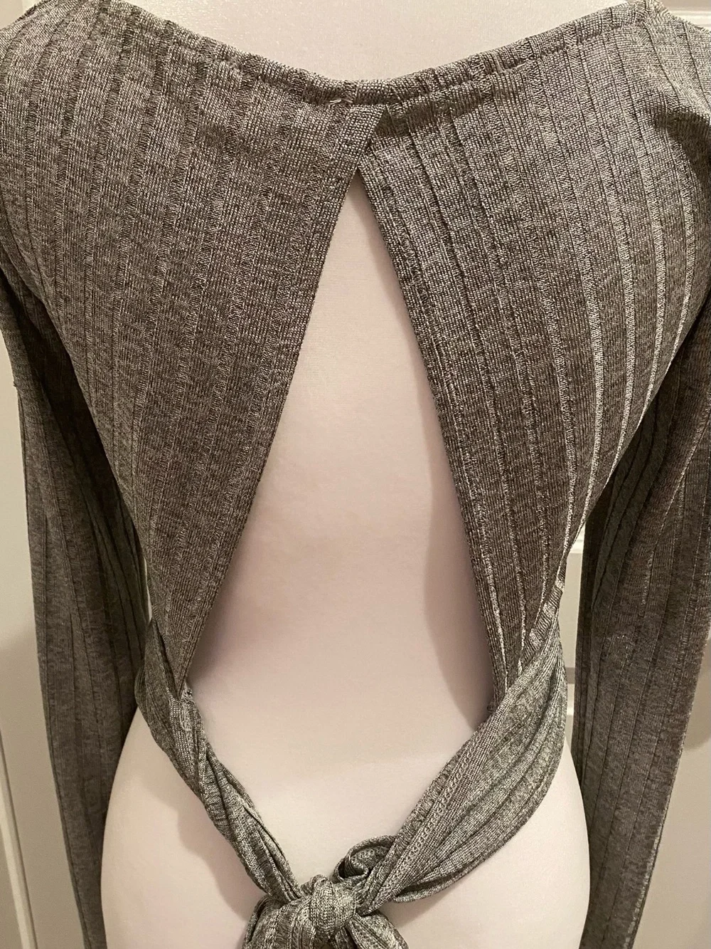 Alia Metallic Silver Ribbed Knit Top - Picture 2 of 3